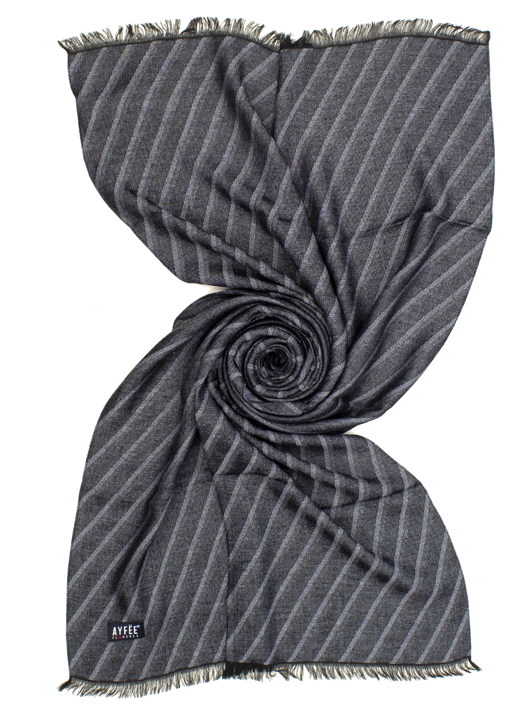 STOLA UOMO MOTIVO DIAGONALE, 60%VI 40%MODAL, CM 60X190, MADE IN ITALY    - BLACK